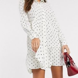 White and black polka dot dress size Small